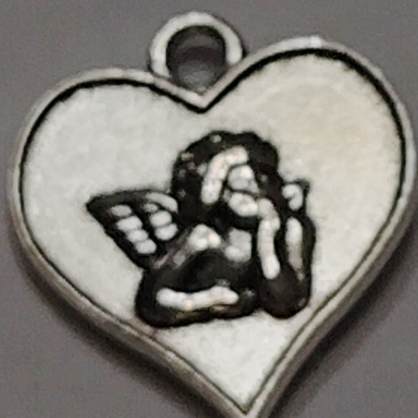 Heart‑Shaped Cherub Angel Pendant Silver‑Tone 5/8" Double‑Sided Charm Jewelry