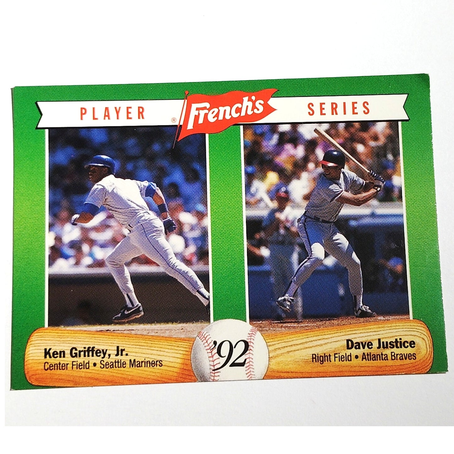 1992 French’s Mustard Ken Griffey Jr Dave Justice #15 MLB Baseball Card NM