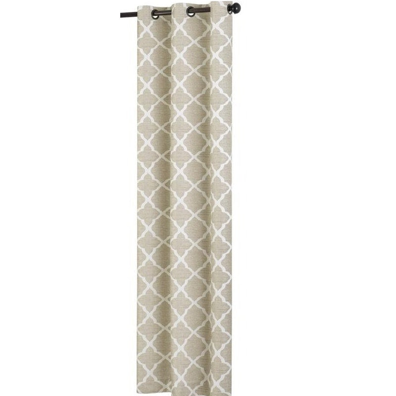 Fret Thermaback Natural Lattice 42" X 84"L Blackout Single Grommet Curtain Panel