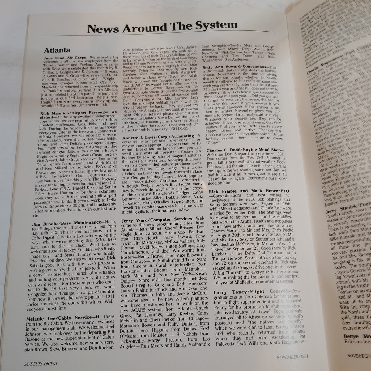 Delta Digest Magazine - November 1981 - Fuel Purchasing Article - Vintage