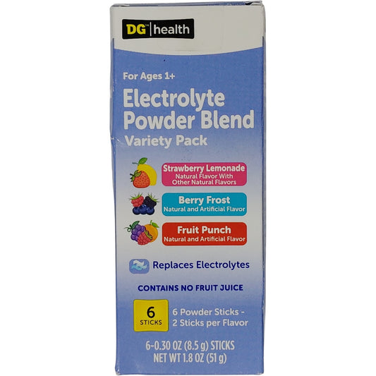 DG Health Electrolyte Powder Blend – Variety Pack – 6 Sticks – Exp. 02/2026