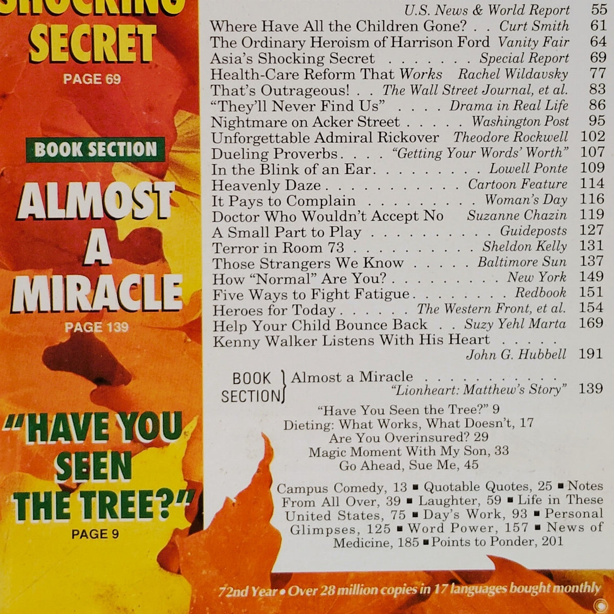 Reader's Digest October 1993 Asia's Shocking Secret Vintage Magazine