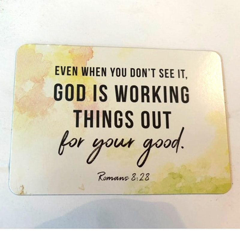 Christian Scripture Fridge Magnet Romans 8:28 Watercolor Pastel Design 4x2.75