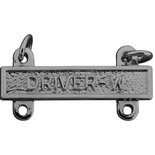 Military Qualification Bar, Driver-W, Silver Text and Background 1/2"H x 1"W