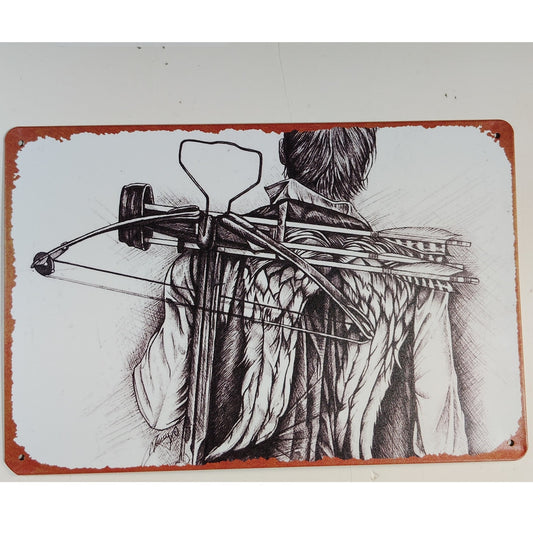12x8 Tin Sign Poster – The Walking Dead: Survival’s Burden – Crossbow Silhouette Art – Dystopian