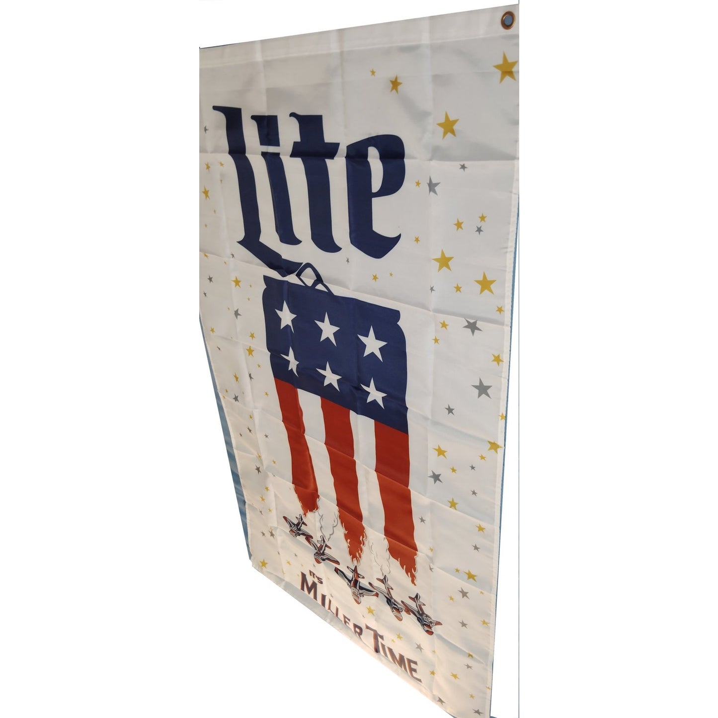 Miller Lite Patriotic Flag Tapestry, It’s Time Design 3x5 ft Beer Banner Polyester