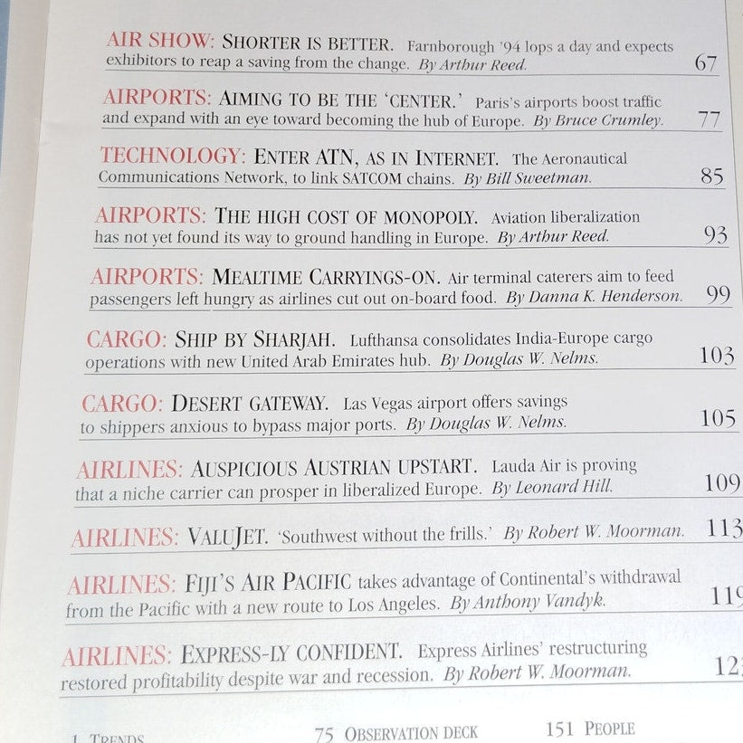 Air Transport World September 1994 Magazine - FedEx, Continental Divide,