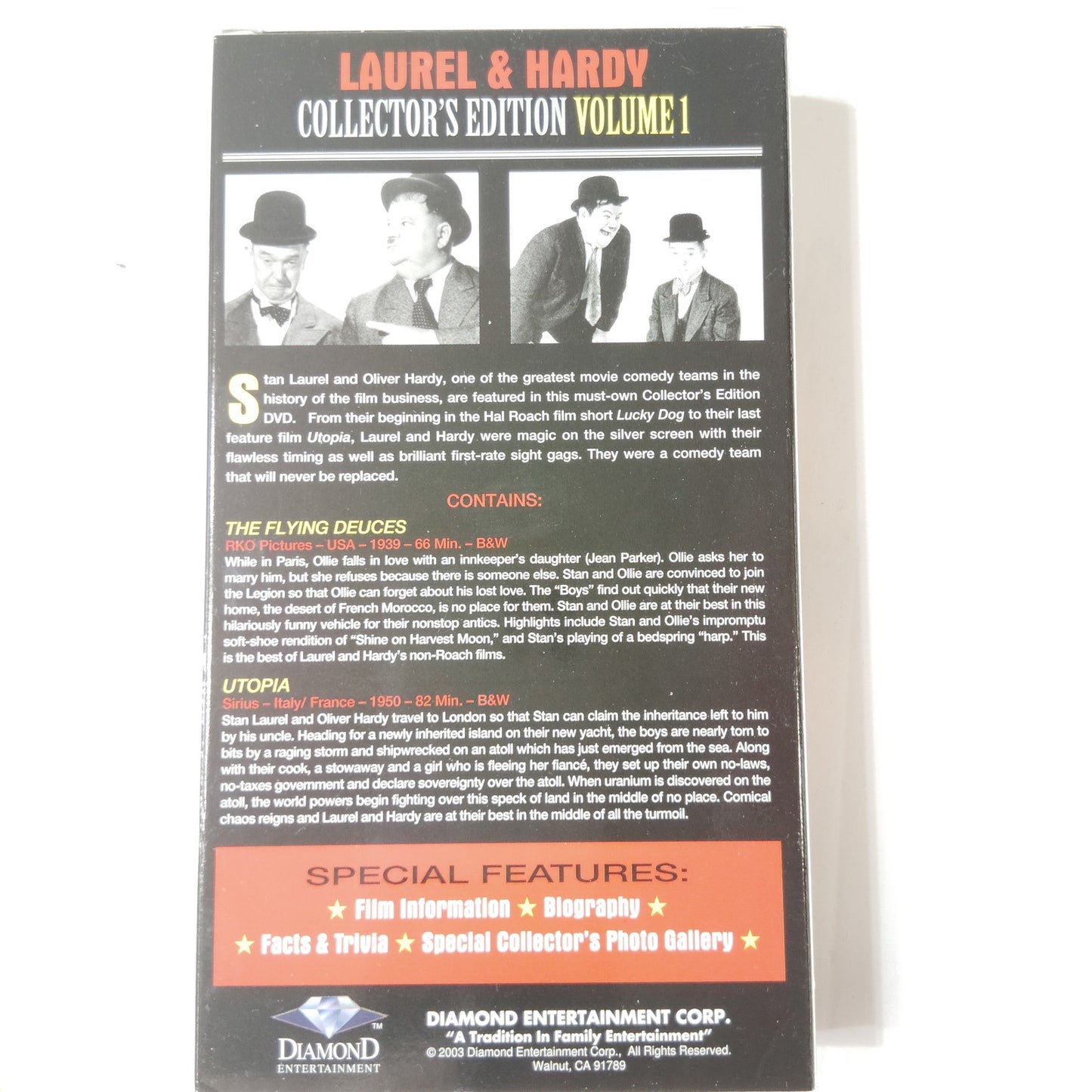 Laurel and Hardy Volume 1 VHS 2003 The Flying Deuces 1939 & Utopia 1950 B&W