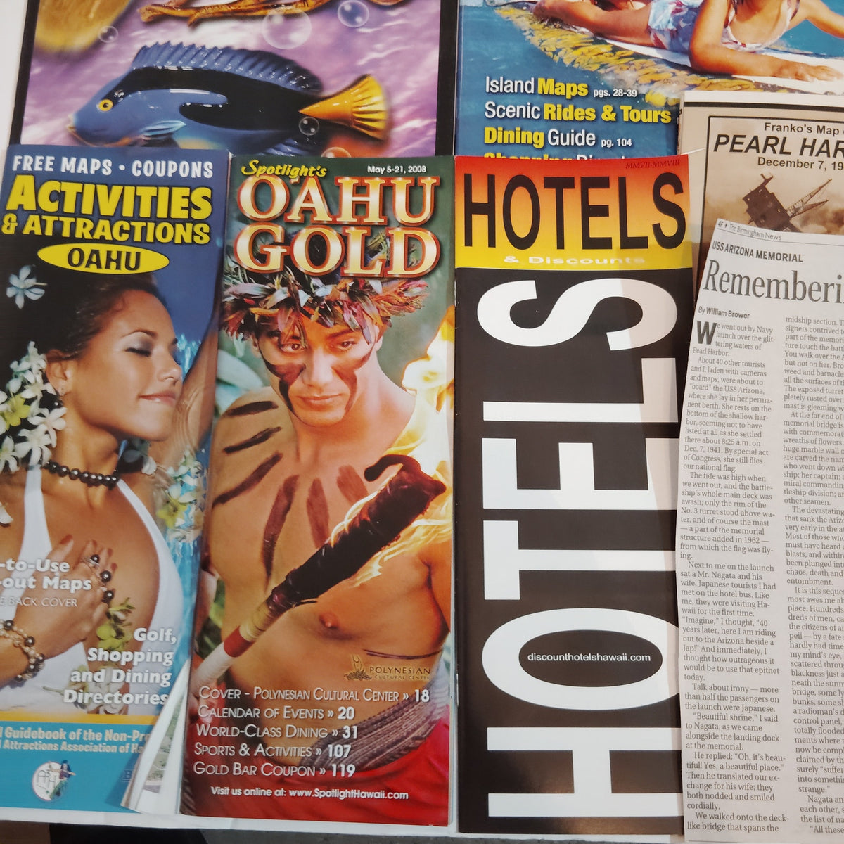 Oahu HI Ephemera Lot: Travel Guides, Maps, Pearl Harbor Memorabilia (2008)