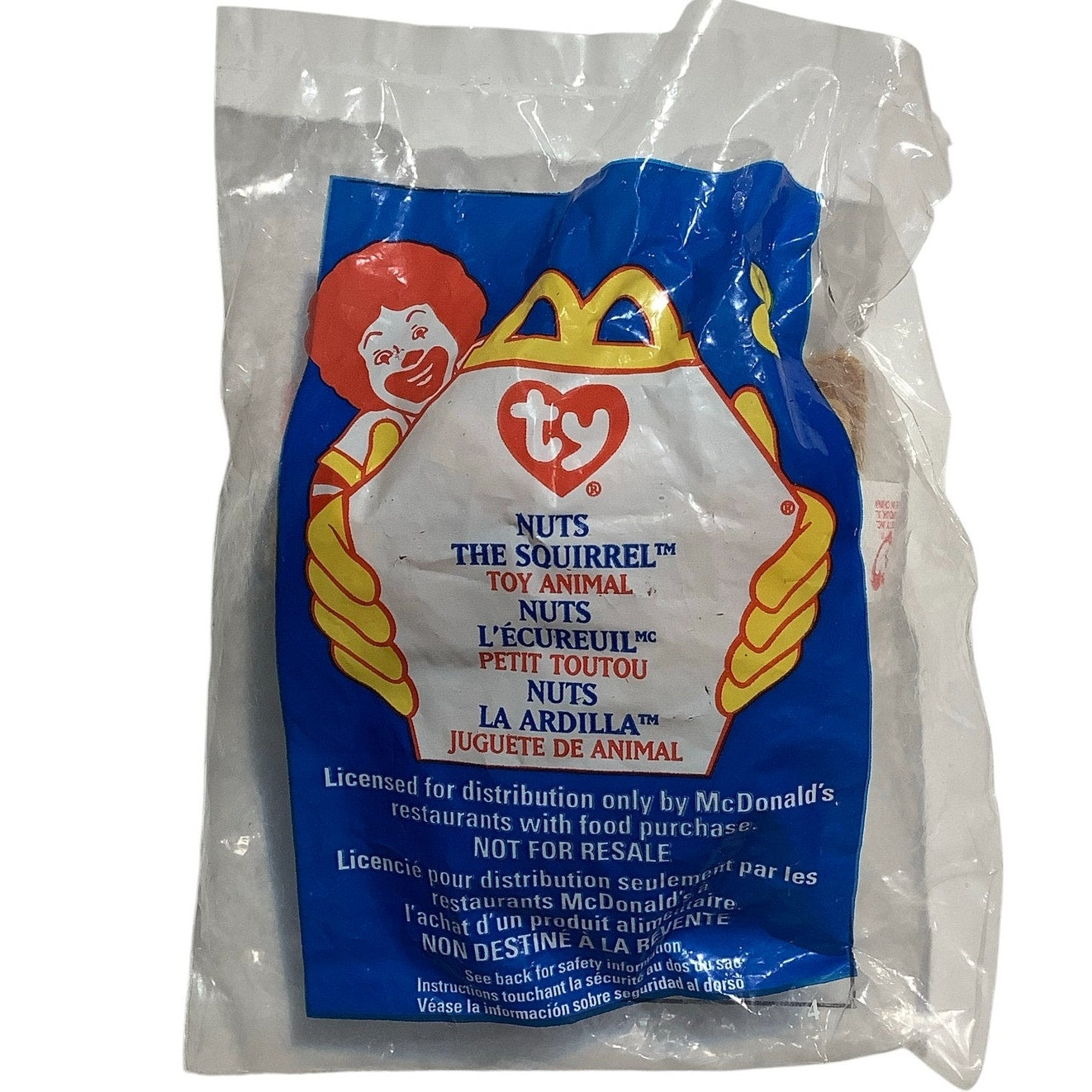 TY Teenie Beanie Babies - Nuts the Squirrel, McDonald's 1999 Happy Meal Toy, NIP