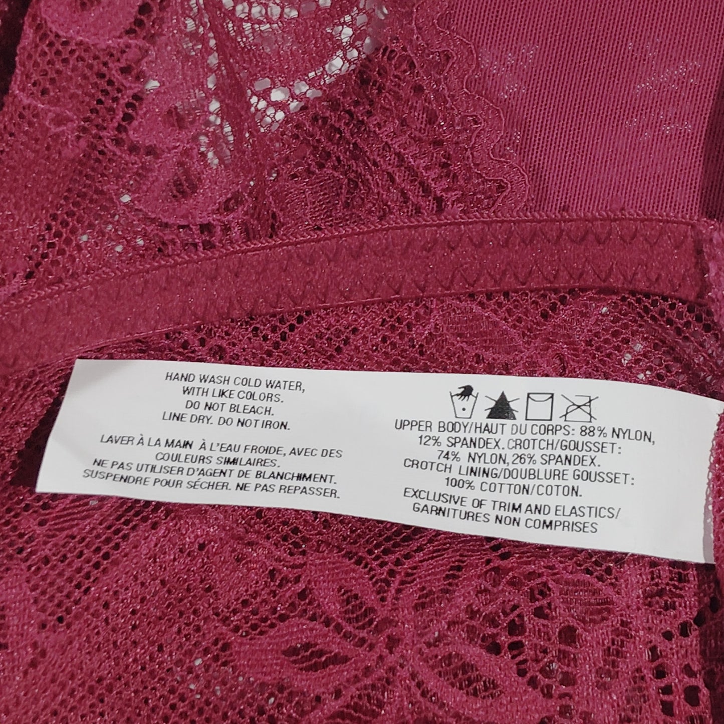 Bali Comfy Glam Lace Desire Hipster Panty – Size 2XL/9 – Burgundy