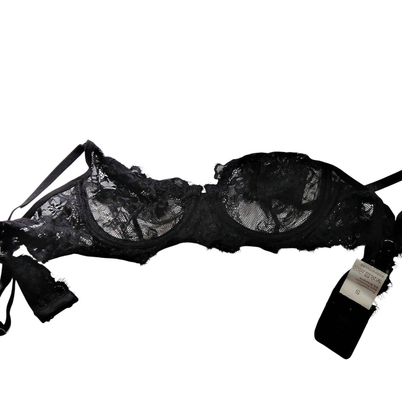 Avidlove Women’s Lace Floral Bikini Teddy Bra – Black – Small – NWOT
