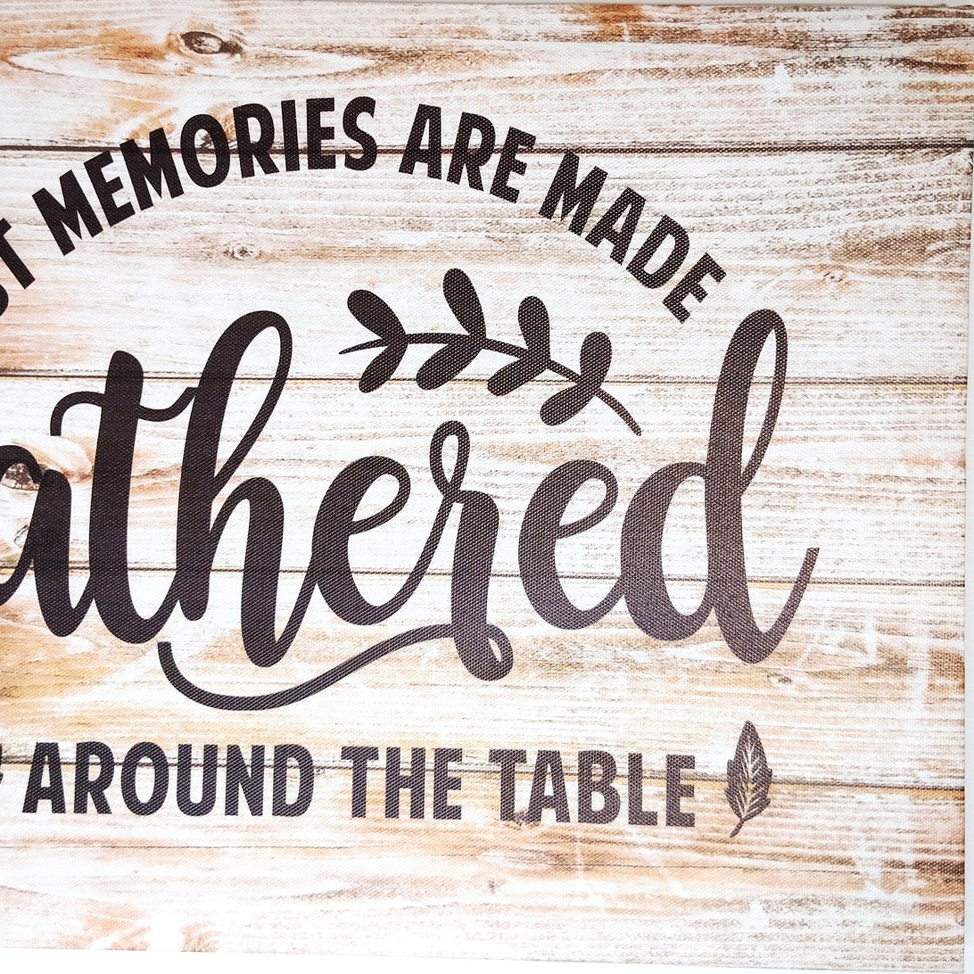 Farmhouse Gathered Around the Table Framed Art Rustic Kitchen Sign 15.6x11.8"