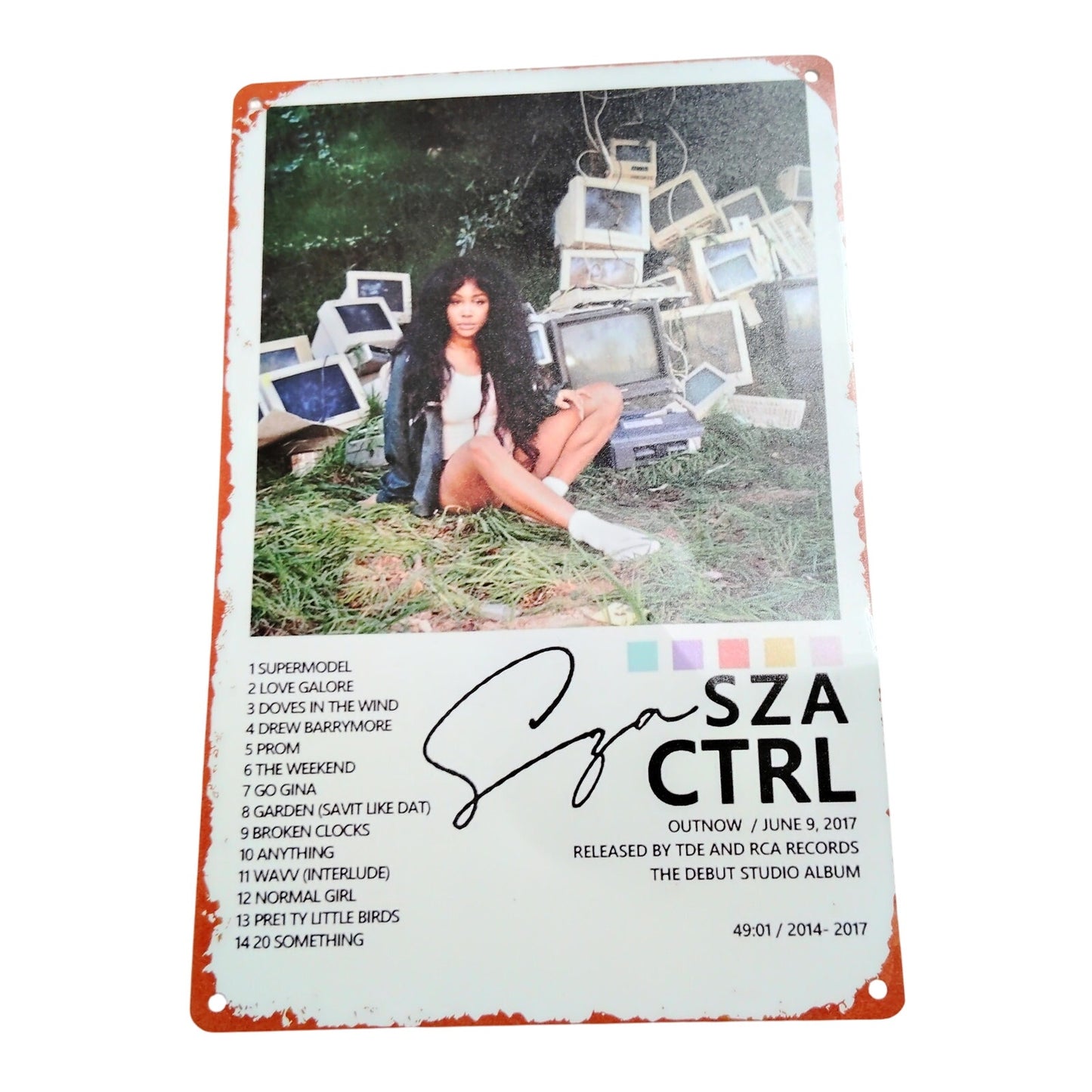 SZA Ctrl Album Cover – 12x8 Retro Tin Metal Sign – Tracklist Wall Art for Music Fans & Collectors