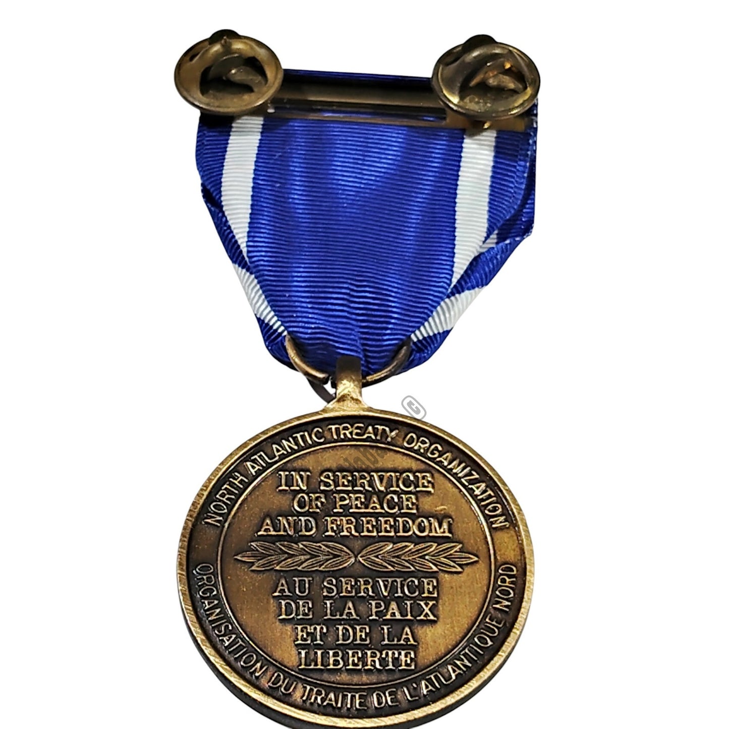 NATO Support Service Medal w/ Clutchback Pins, 1-3/8"D Medal x 3-1/8"H Overall