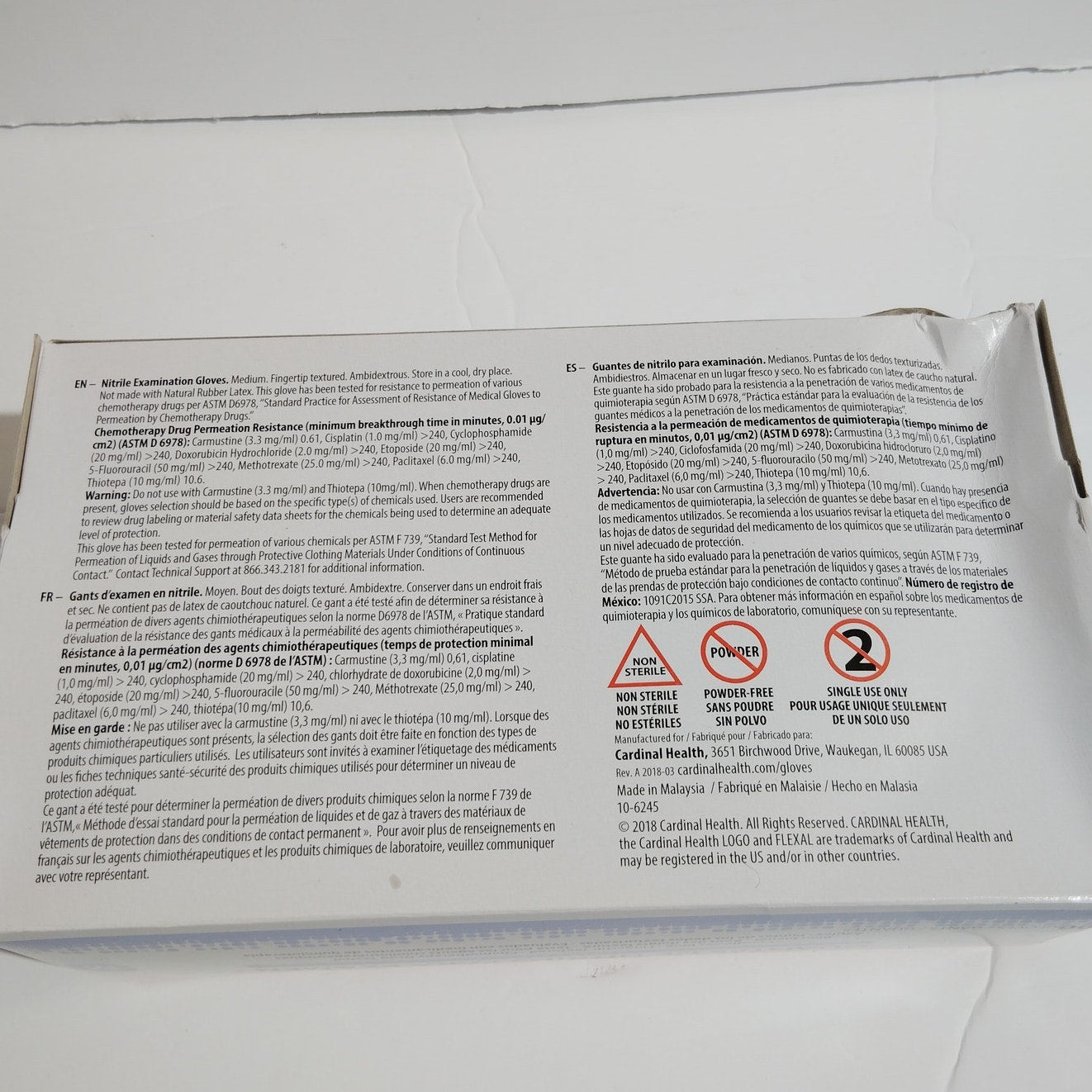 Disposable Nitrile Gloves, M, Non‑Sterile, Powder‑Free, Latex‑Free, 1 Box of 200