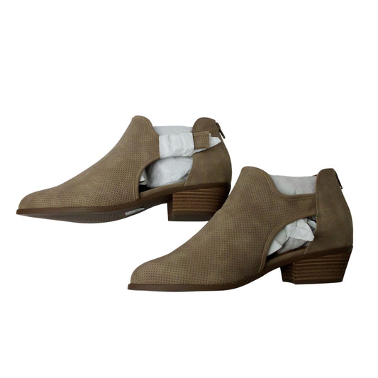 Lane Bryant 10W Taupe Perforated Cutout Ankle Booties Pointed Toe Block Heel