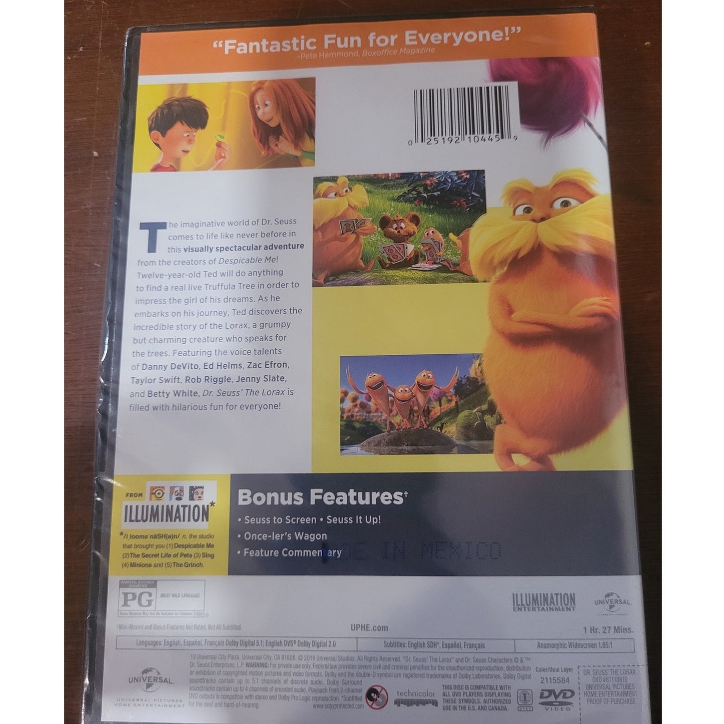 Dr Seuss The Lorax DVD 2012 Animated Family Comedy Adventure Environmental Story