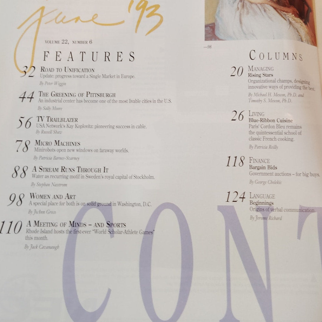 Delta Sky Magazine - June 1993 - Pittsburgh, Paris, The 1st World Scholar Games