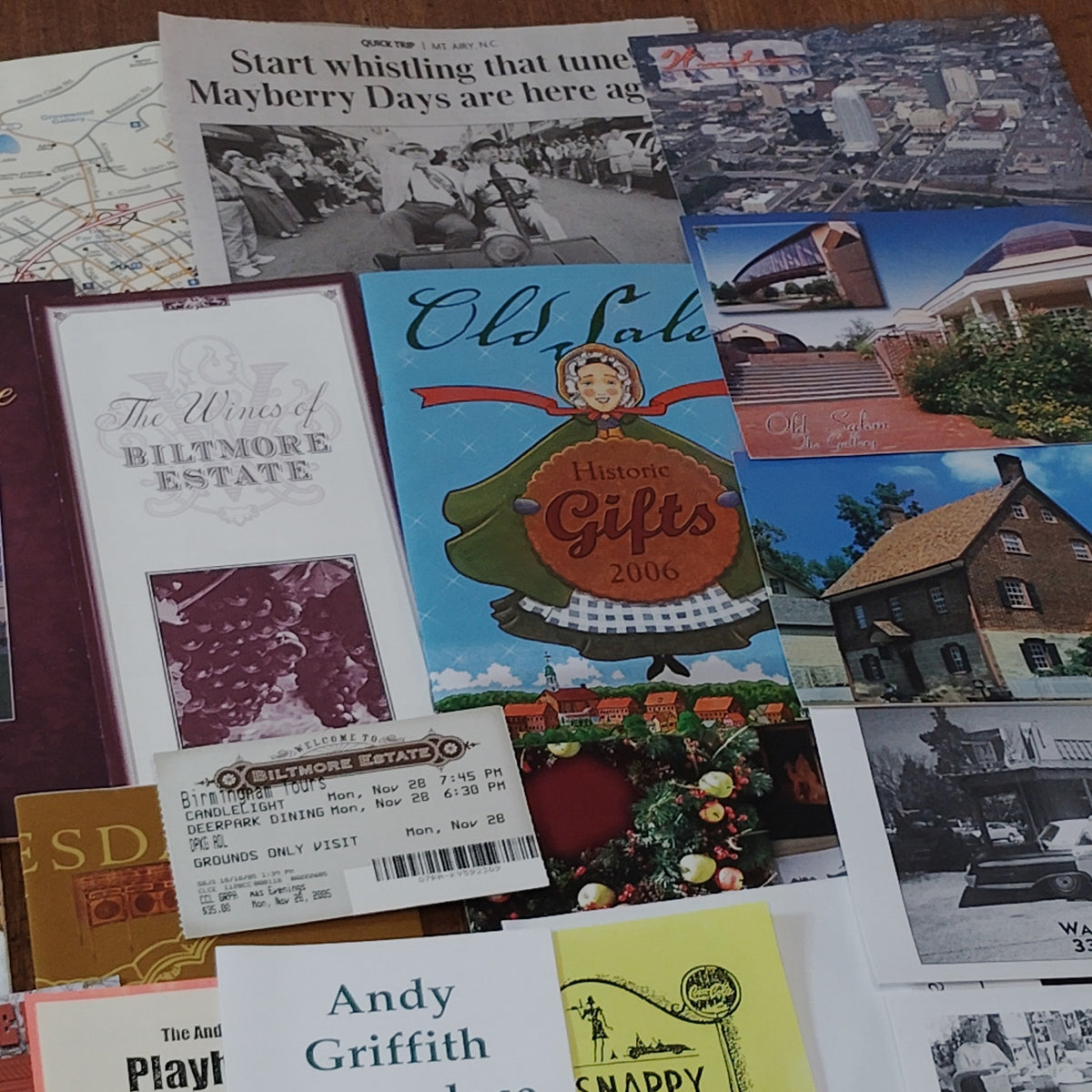 NC Ephemera Collection Vintage 2005 - Biltmore Estate, Old Salem, Andy Griffith
