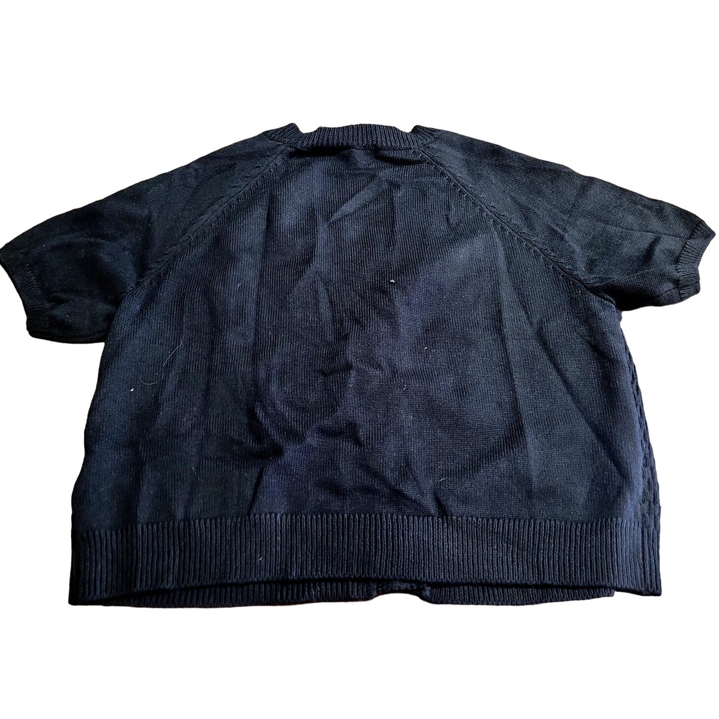 Dokotoo Cropped Cardigan Sweater S/S Knit Open Front V-Neck Button-Up, L (12-14)