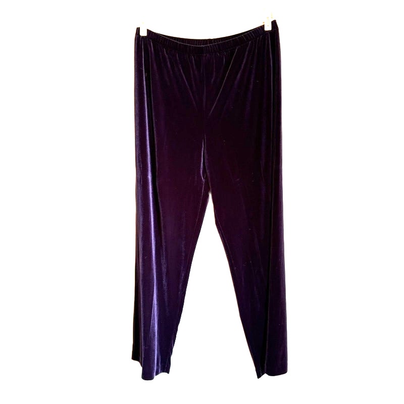 Coldwater Creek Purple Velvet & Ribbed Knit 2-Piece Sweater Pants Set Size L