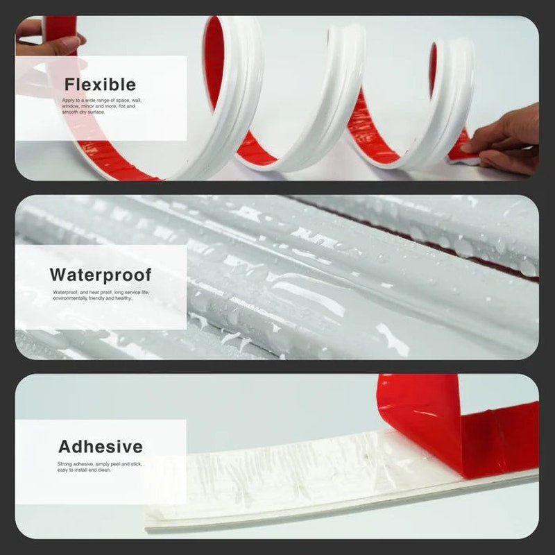 White Peel‑and‑Stick Molding Trim 16.4 Ft × 1.26" × 0.43" Waterproof – NIP