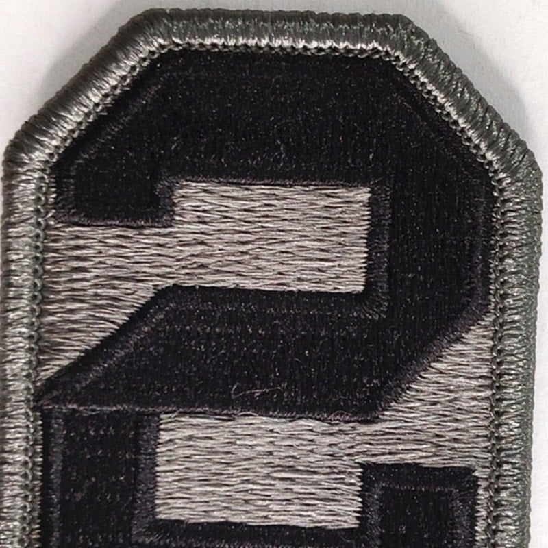 US Army 2nd Army Embroidered Patch ACU Subdued 2‑1/2" × 2" Hook Back