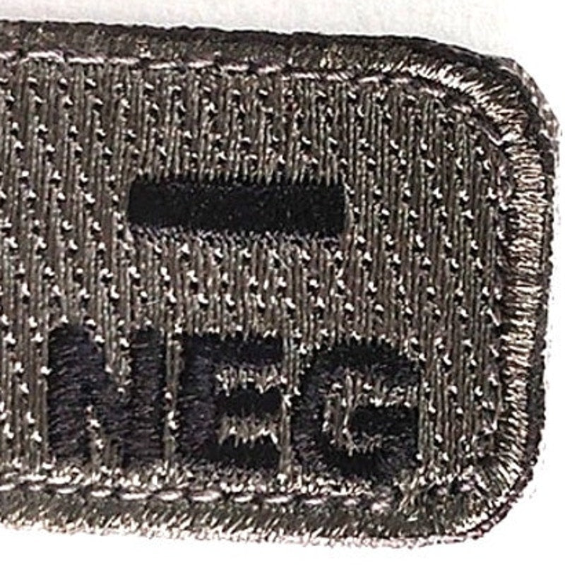 B‑ NEG Blood Type Novelty Patch ACU Black on Silver 2" × 1" Hook Back