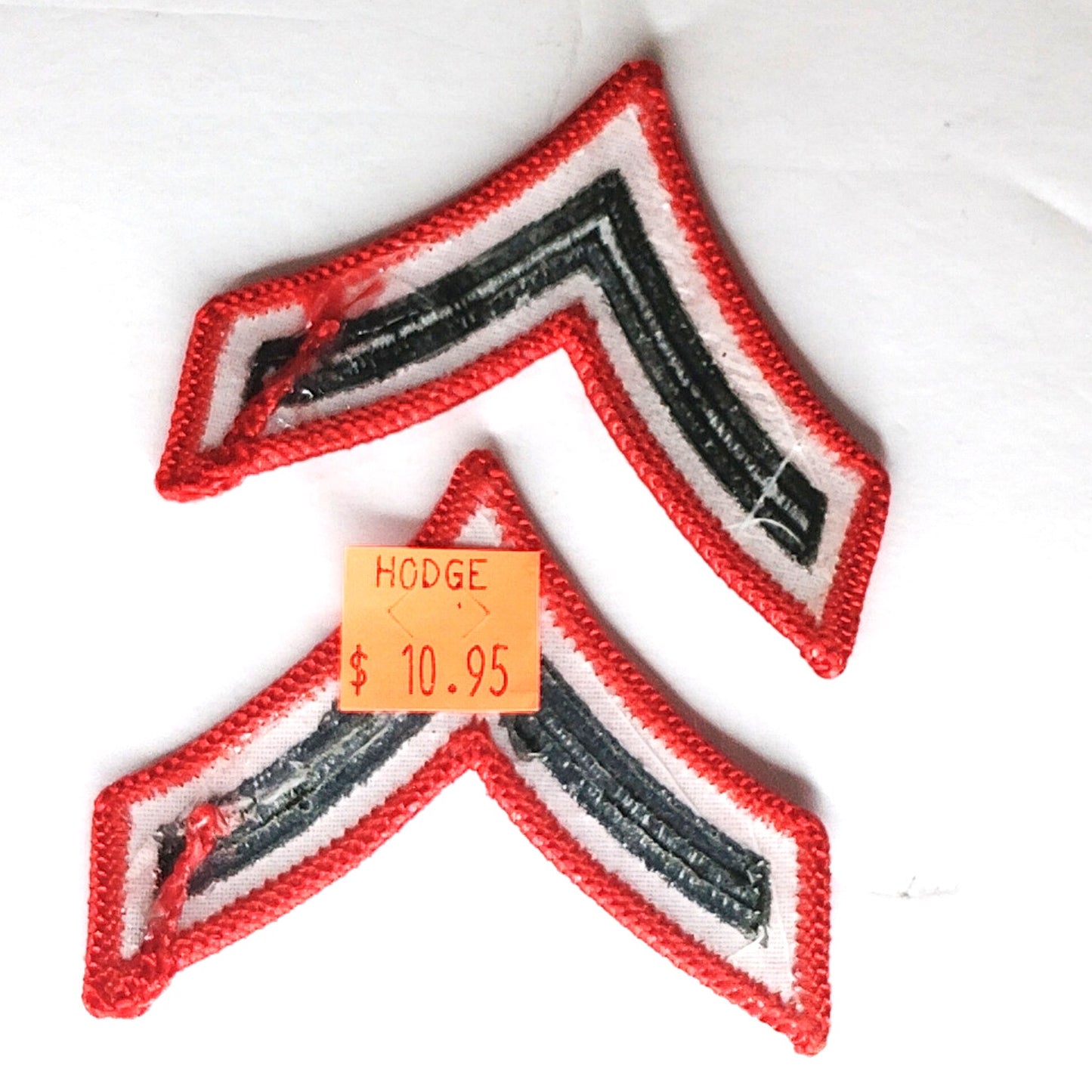 USMC Private First Class E‑2 Chevrons Green on Red Dress Blue 2‑7/8" × 2‑3/8" Pr