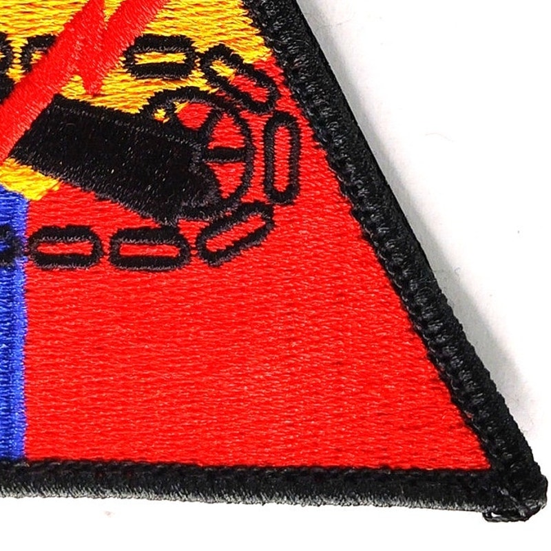 US Army Armored Forces Embroidered Patch WWII Triangle 3‑3/4" × 4" Hook Back