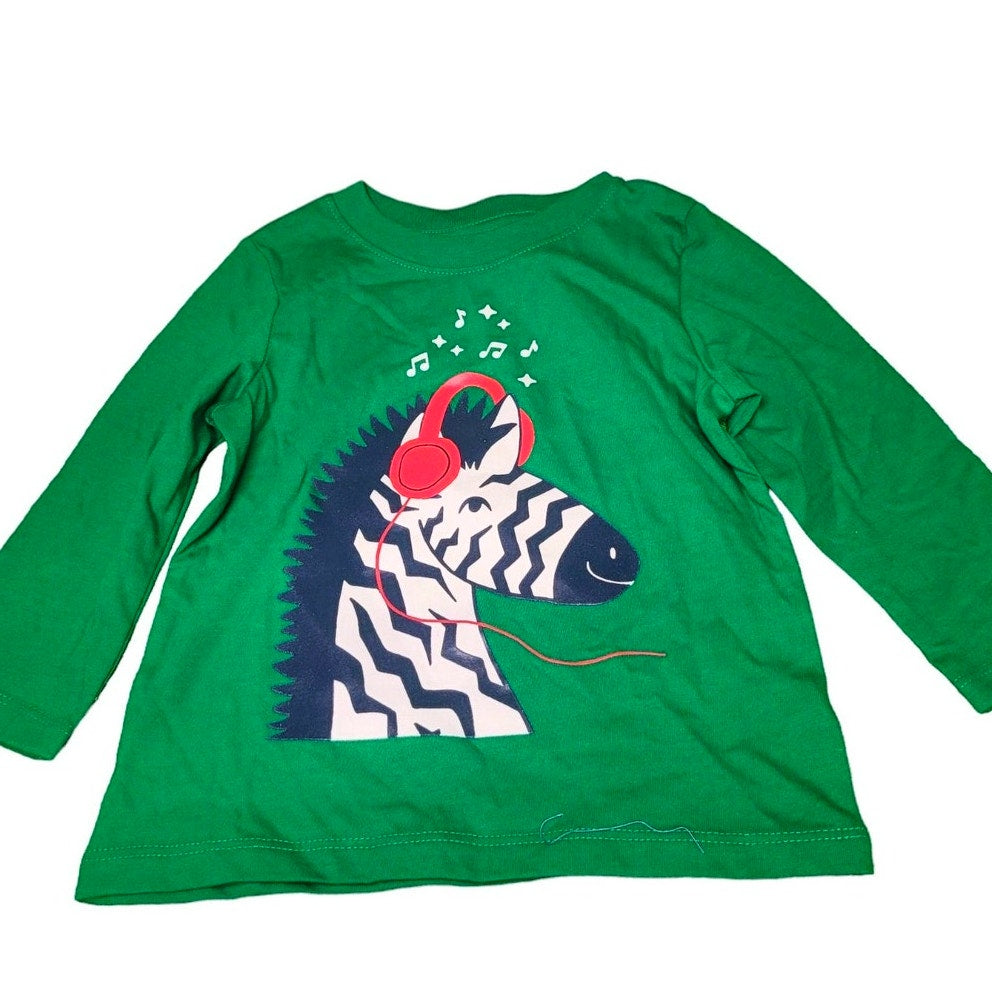 Toddler Boys' Long Sleeve Zebra Graphic T-Shirt - Cat & Jack Green 18M