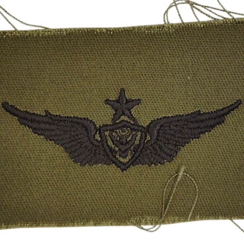 US Army Senior Aviator Subdued OD Green Badge Patch 3‑1/2" × 2" Sew‑On