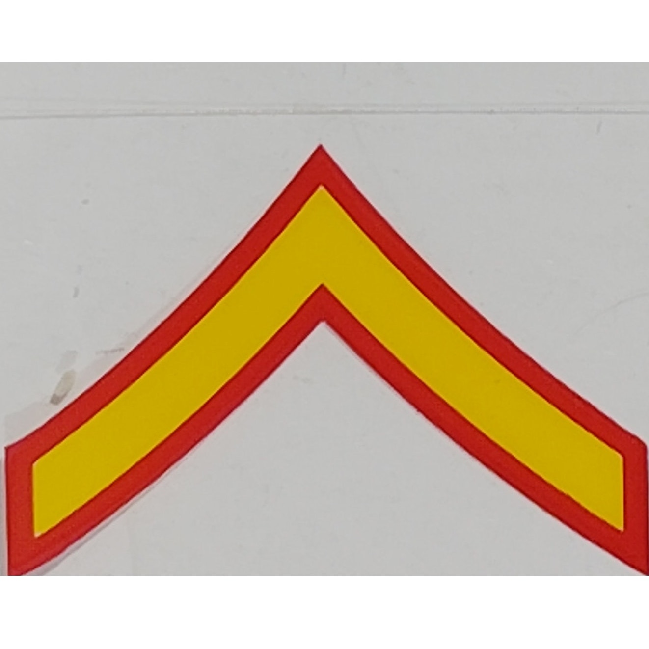USMC Private First Class (E-2) Decal  2" x 1.25" Mylar Vinyl – Red & Gold, DE2‑M