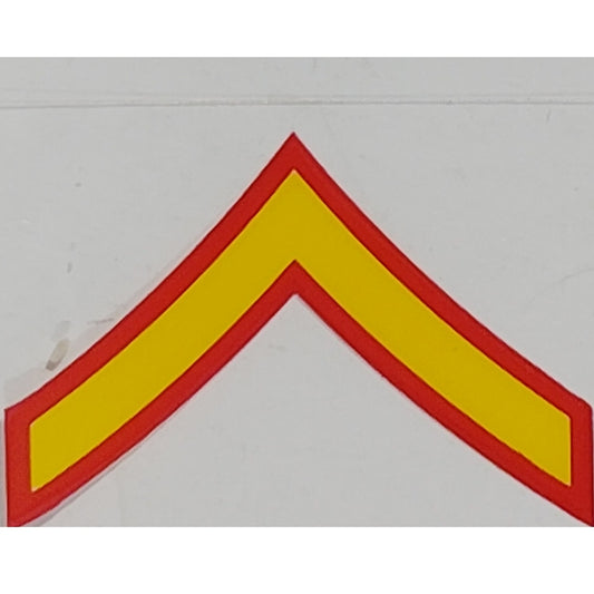 USMC Private First Class (E-2) Decal  2" x 1.25" Mylar Vinyl – Red & Gold, DE2‑M