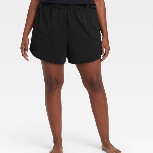 All in Motion Women’s Plus Mid Rise Knit Shorts 5 in Black 4X (28W-30W)