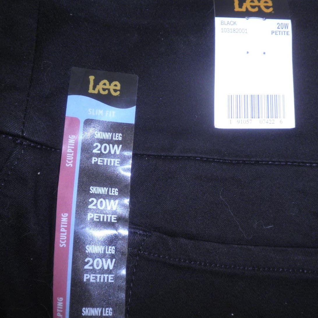 Lee Plus Size Sculpting Slim Fit Skinny Leg Pull on Jeans, Black, 20W Petite