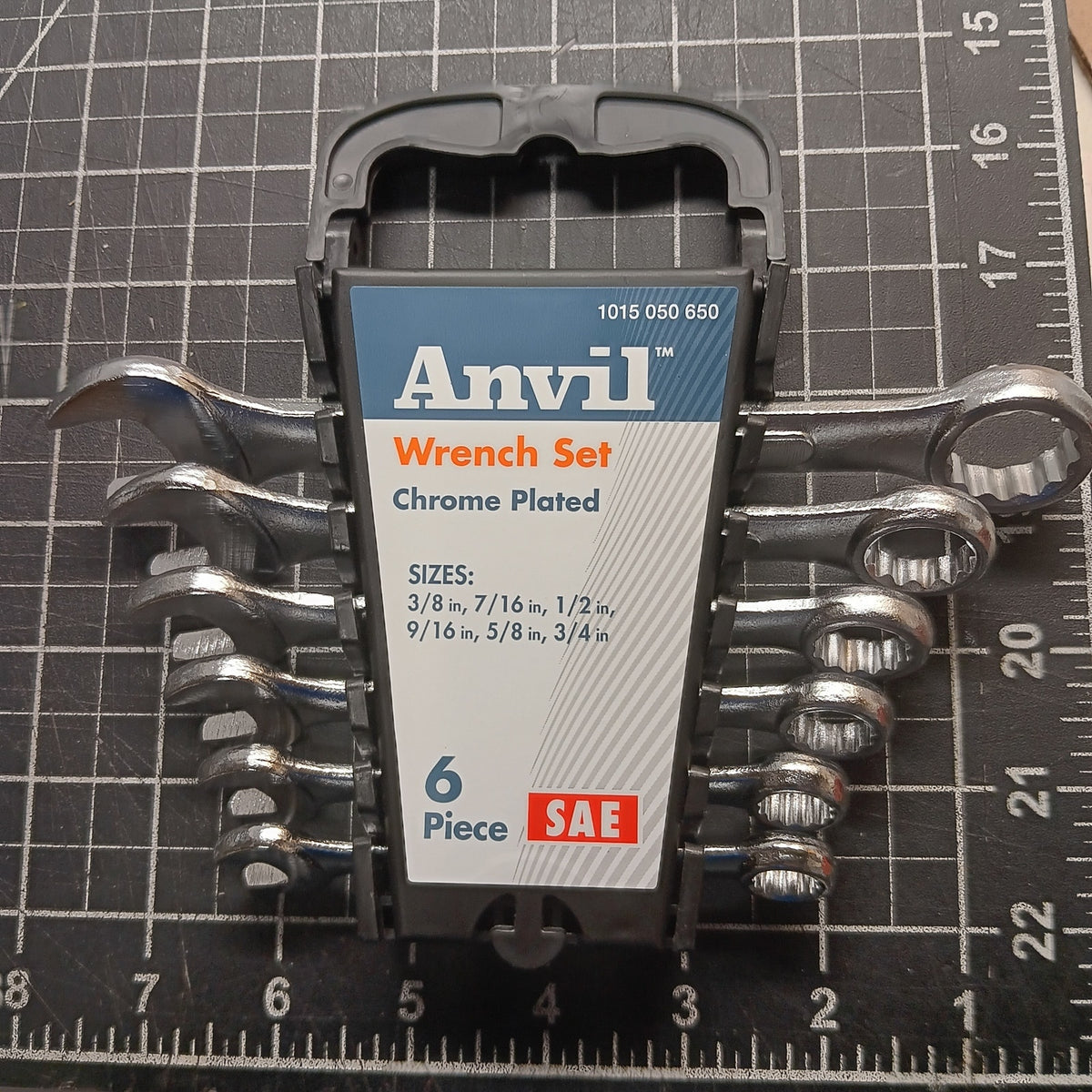 Anvil 6-Piece SAE Combination Wrench Set Chrome Plated Storage Case