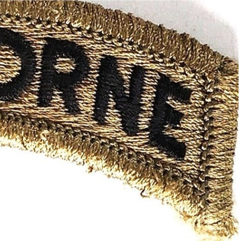 US Army Airborne Tab Novelty Patch Subdued Black on Green 2‑1/2" × 1" Hook Back