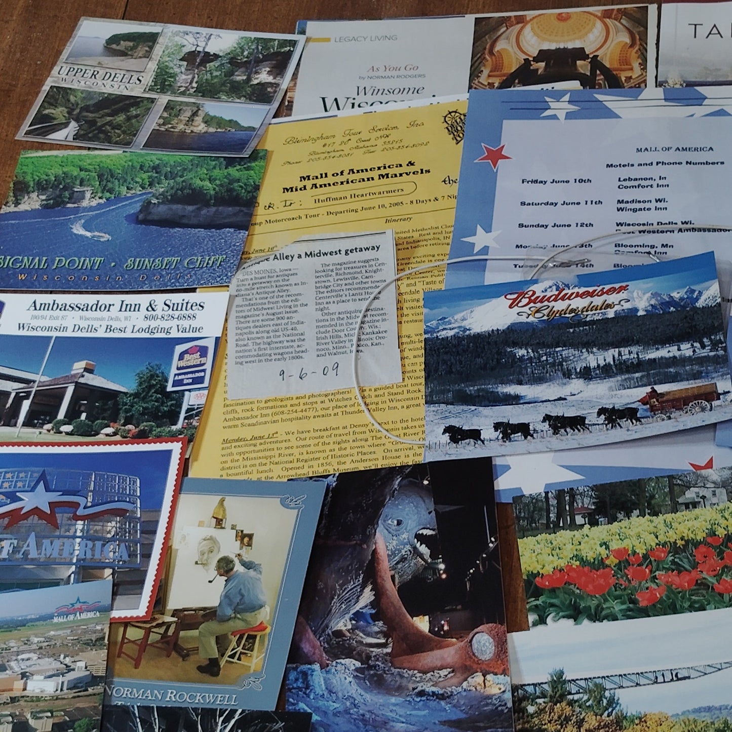 Vintage WI MN ND IA Postcard Lot - Mall of America, Budweiser Clydesdales
