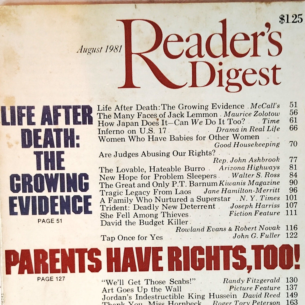 Vintage Reader's Digest August 1981 Magazine Vol. 119 No. 712 Jack Lemmon