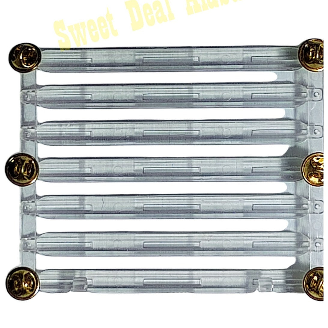 Mounting Rack, Bar for 21 Ribbons, 1/8" Spacing, Plastic, 6 Clutch Back Pins