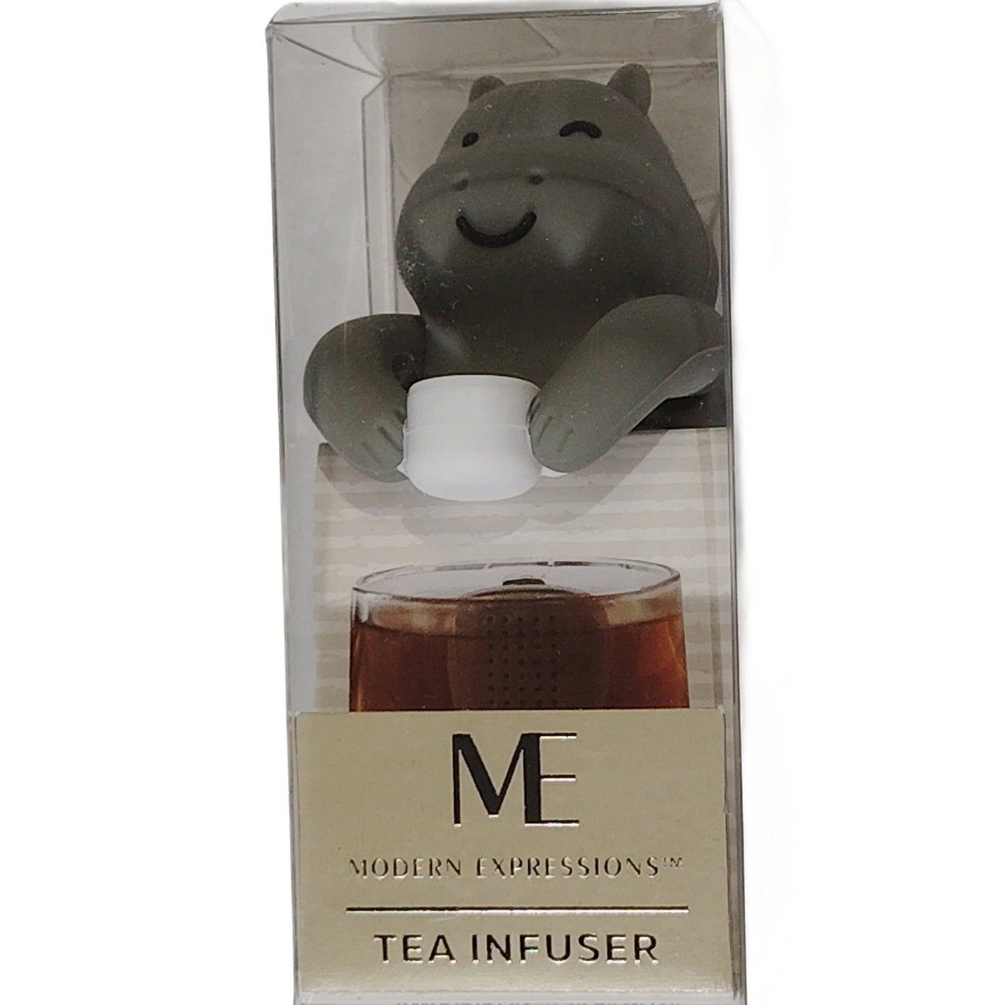 ME Modern Expressions Tea Infuser – Gray Hippopotamus – Silicone, 1.5" x 3" x 2"