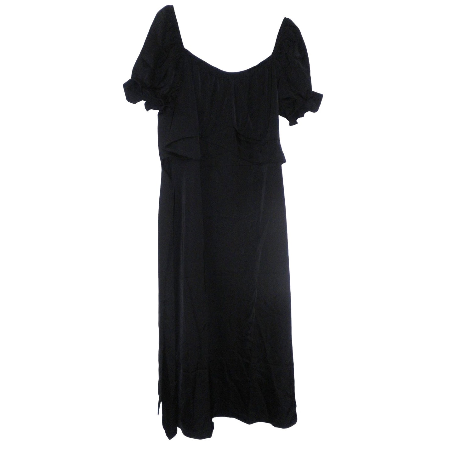KIRUNDO 2024 Satin Midi Dress Off Shoulder Wrap Ruched, Slim Fit, XL (16)
