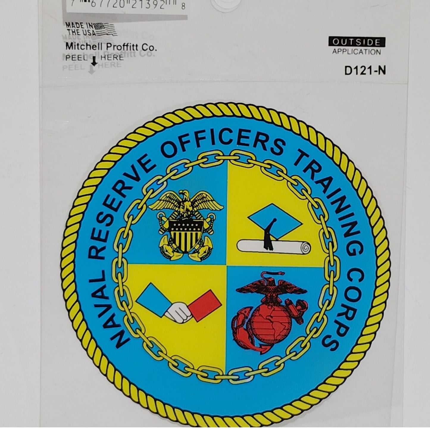 Naval ROTC Emblem Decal – 3.5" x 3.5" – Adhesive Back – Outside Window, D121-N