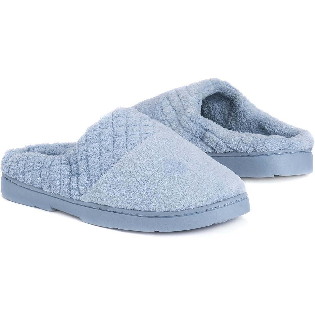 MUK LUKS Micro Chenille Clog Slippers – Blue – Women’s 7‑8 DESCRIPTION