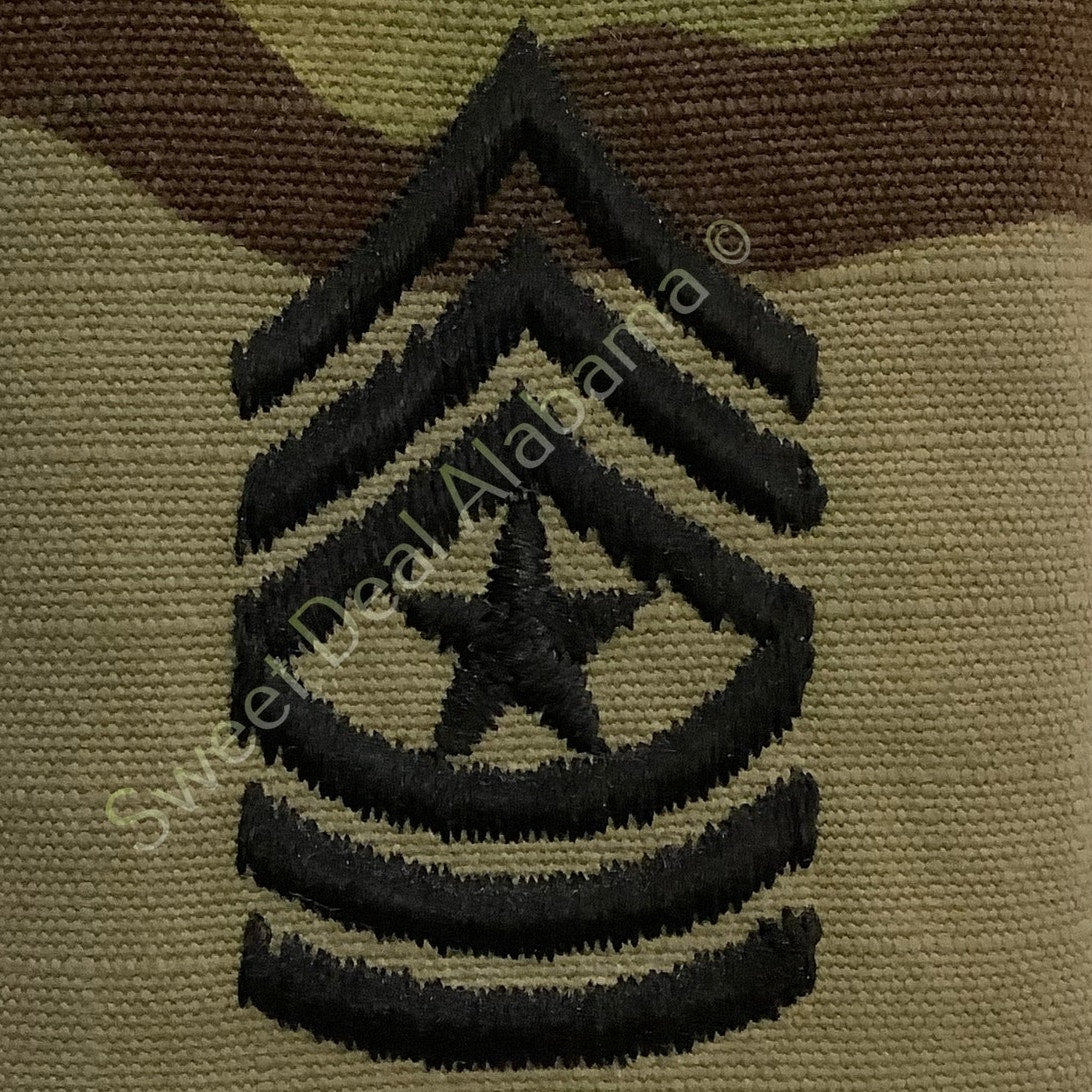 U.S. Army Embroidered Sgt. Major OCP Slip-On Rank Insignia, Multi-Camo 2 x 1.75