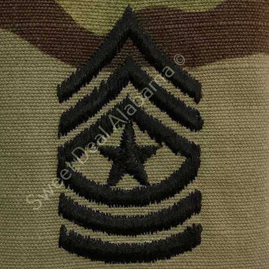 U.S. Army Embroidered Sgt. Major OCP Slip-On Rank Insignia, Multi-Camo 2 x 1.75