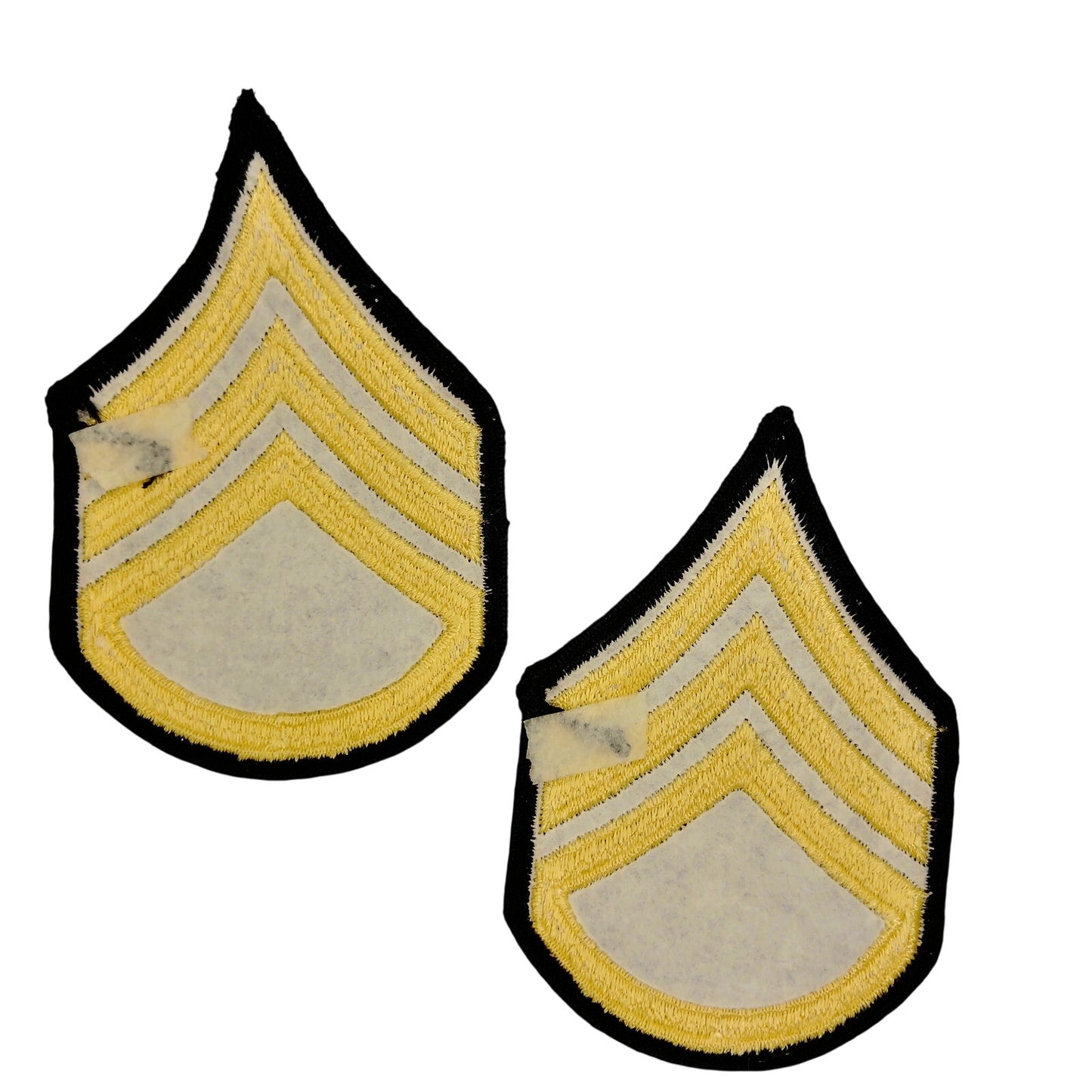 US Army Staff Sergeant E‑6 ASU Chevrons, Gold on Black, Female 4" × 2‑3/4" Sew‑O
