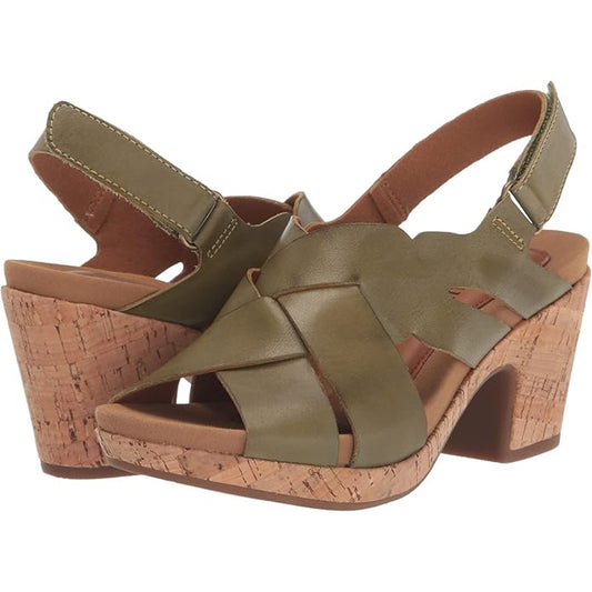 Cobb Hill Alleah Sling Sandal – Avocado, Women’s 8W, Hook & Loop, CJ0944